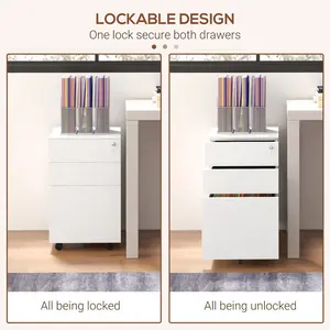 37cm Wide 3 -Drawer Mobile Steel File Cabinet