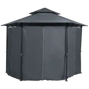 Beliani Mediterranean Gazebo Graphite Grey PORTEL