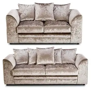 Bella Crushed Velvet 3&2 Seater Sofa Set Champagne