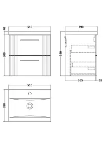 Retro 2 Drawer Wall Hung Vanity Unit with Mid-Edge 1 Tap Hole Ceramic Basin - 500mm - Satin Green - Balterley