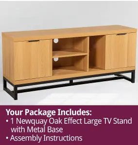 Hallowood Furniture Newquay Oak Effect Large TV Stand with Metal Base