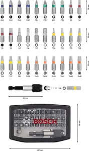 Bosch 2607017319 32 Piece Screwdriver Drill Bit Set Colour Coded Magnetic Holder