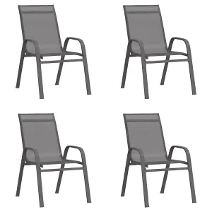 Berkfield Stackable Garden Chairs 4 pcs Grey Textilene Fabric