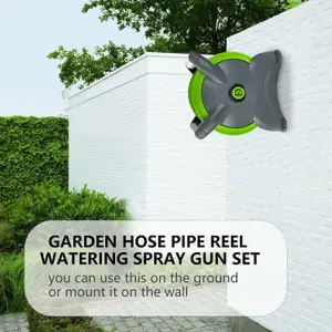 20M Compact Garden Hose Reel Tough Water Pipe Standing Wall Mounted Fittings