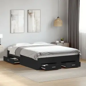 Berkfield Bed Frame with Drawers without Mattress Black 135x190 cm Double