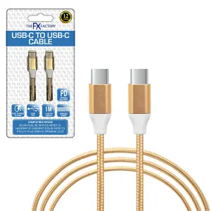 FX Braided USB-C to USB-C Data Cable 1m - Gold