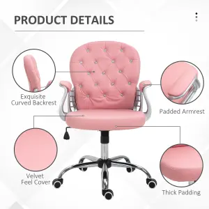 Vinsetto Office Chair PU Diamante Padded Ergonomic 360 Degree Swivel Pink