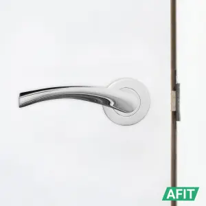 AFIT Chrome Internal Door Handle - 5 Pairs Polished Chrome Lever on Rose Round Handles - Novi Range