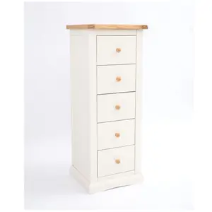 Castelli 5 Drawer Narrow Chest of Drawers Wood Knob