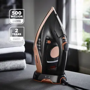 Geepas 2 in 1 Cordless Steam Iron Ceramic Soleplate Use Corded or Cordless 350ML, Black