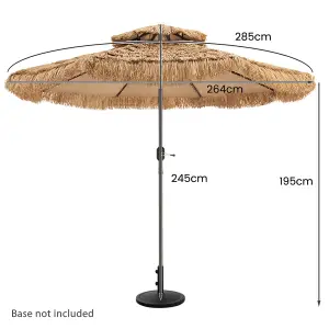 Costway 2.85M Thatched Tiki Umbrella Hawaiian Style Hula Patio Beach Umbrella