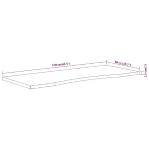 Berkfield Desk Top 160x50x2.5 cm Rectangular Solid Wood Acacia