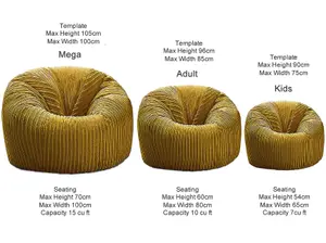 Adult Classic Beanbag Jumbo Cord Bean bags Ready filled - Mustard