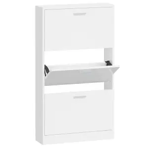 Berkfield Shoe Cabinet High Gloss White 59x17x108 cm Engineered Wood