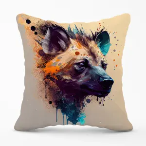 Hyena Face Splashart Light Background Cushions 60cm x 60cm