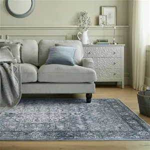 Dunelm Elise Traditional Rug, Persian, Size: 160cm X 230cm (5ft X 7.5Ft), Elise Traditional Blue