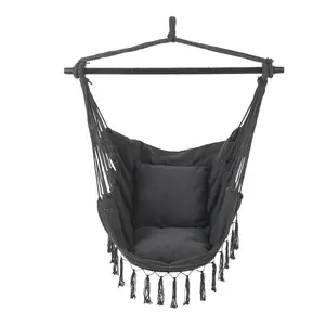 Dark Grey Garden Hanging Canvas Hammock Swing Chair 100cm W x 130cm H