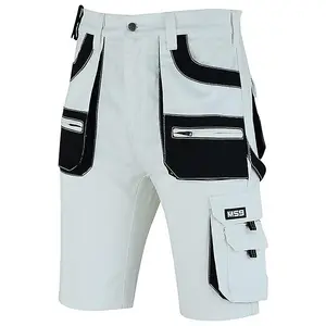 MS9 Mens Cargo Combat Painter Decoration Cotton Work Shorts - White, W32