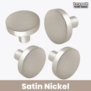 Keypak Cabinet Knob, Pack of 2, Satin Nickel, Aluminium Precision 30mm Classic Wardrobe Cupboard Drawer Handles