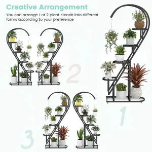 Costway 5 Tier Metal Plant Stand Heart-shaped Ladder Plant Shelf w/ Hanging Hook