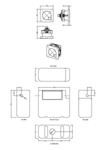 Universal Water Saving Dual Flush Side Inlet & Square Flush Plate - Matt Black/White