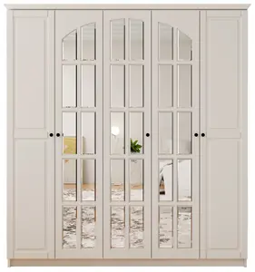 MAISON XL 5 Door Mirrored White Wardrobe