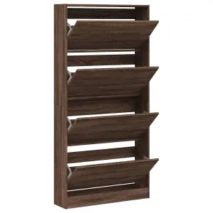 Shoe Cabinet with 4 Flip-Drawers Brown Oak 80x21x163.5 cm