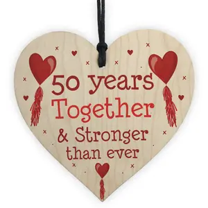 50th Anniversary Gift Wood Heart Perfect Gift For Husband And Wife Him Her Keepsake