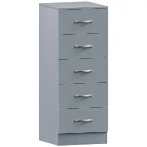 Vida Designs Riano Grey 5 Drawer Narrow Chest (H)900mm (W)345mm (D)360mm