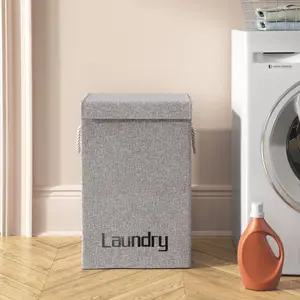 Fabric Laundry Hamper with Handles Grey