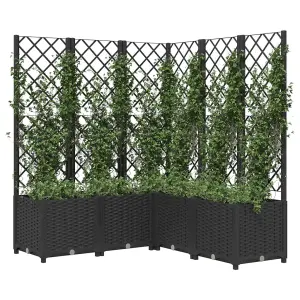 Berkfield Garden Planter with Trellis Black 120x120x136 cm PP