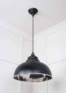 Hammered Nickel Harborne Pendant in Elan Black