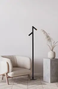 Lucide ANTRIM - Rechargeable Floor reading lamp - Battery - LED Dim. - 1x2,2W 2700K - IP54 - With wireless charging pad - Black