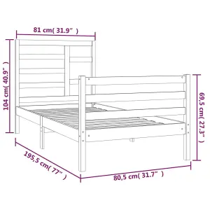 Berkfield Bed Frame Solid Wood 75x190 cm 2FT6 Small Single