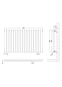 Horizontal Single Panel Radiator - 600mm x 992mm - 2511 BTU - Anthracite- Balterley