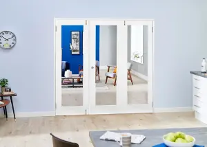 Green & Taylor White Primed Shaker 1 Lite Clear Glass Internal French Folding Doorset - 1800 x 2031 x 108mm (WxHxT)