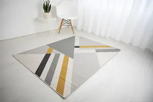 Balletto Rug 186B Grey/Ochre  Home Décor