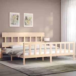 Berkfield Bed Frame with Headboard Super King Size Solid Wood