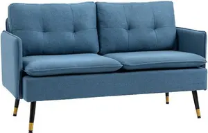 Portland 2 Seater Blue Button Tufted Sofa