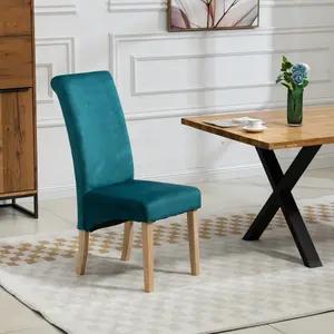 Rimini Velvet Fabric Dining Chairs - Set of 2 - Teal