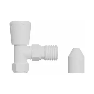 Rinse Bathrooms Angled Towel Radiator Valves Round 15mm for Towel Rail Radiator White