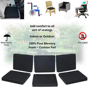 Single Chair Memory Foam Cushion Pad - Wheelchair, Garden Seat, Home, Office, Car Seat, Floor Seating - 4 inches Thick