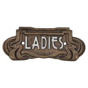 Ladies & Men Art Nouveau Toilet Cast Iron Sign Plaque Door Wall Cafe Shop Pub