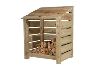 Slatted wooden log store W-99cm, H-126cm, D-88cm - natural (light green) finish