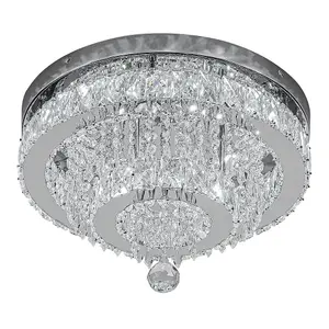 Elegant Crystal Round LED Ceiling Light Cool White Light 36W 40cm Dia