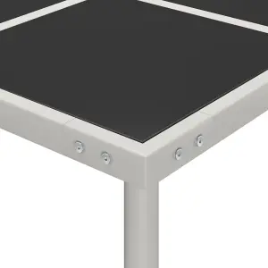 Berkfield Garden Dining Table 170x170x74.5 cm Glass and Steel