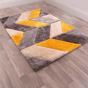 Blazon Ochre 3D Shaggy Rug by Ultimate Rug-80cm X 150cm