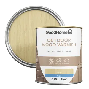 GoodHome Outdoor Clear Matt Wood Varnish, 750ml