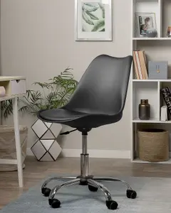 Desk Chair Faux Leather Black DAKOTA