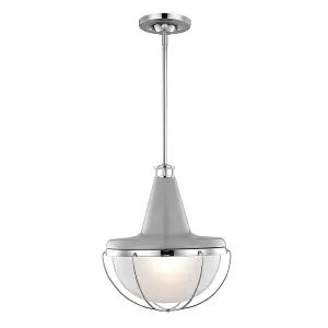 Elstead Livingstone 1 Light Ceiling Pendant Polished Nickel, Grey, E27